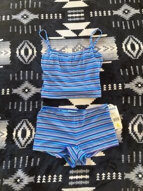 Catalina women’s Blue & Aqua Striped Tankini Two-Piece